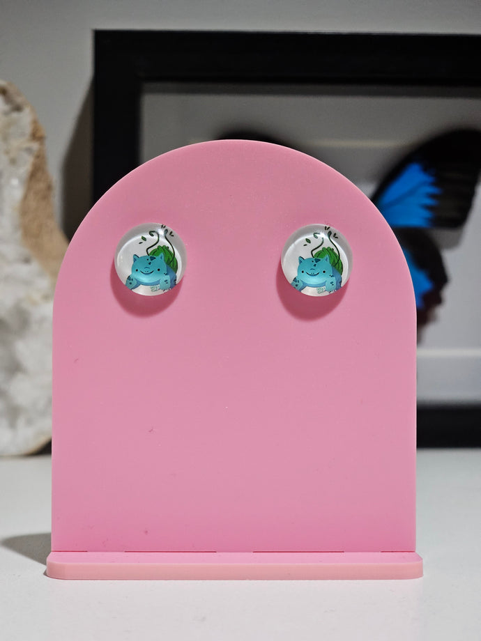 Regular BULBASAUR Glass Dome Stud Earrings