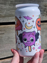 Load image into Gallery viewer, 16oz UV DTF PASTEL HALLOWEEN POPSICLE White Glow in the Dark Insulated Can Tumbler