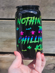 16oz UV DTF GHOSTFACE Black Can Glass