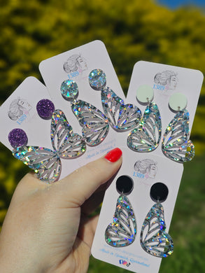 Silver Holographic Butterfly Dangle Earrings (Assorted)