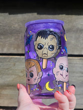 Load image into Gallery viewer, 16oz UV DTF ADDAMS FAMILY POPSICLE Purple Plastic Can &quot;Glass&quot;