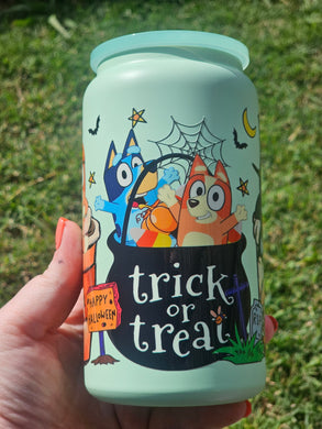 16oz UV DTF SPOOKY BLUEY Green Insulated Can Tumbler