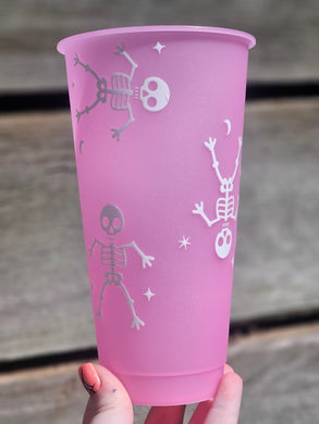 24oz UV DTF SKELETONS Glow in the Dark Cold/Stadium Cup