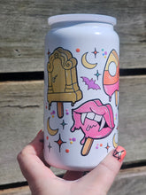 Load image into Gallery viewer, 16oz UV DTF PASTEL HALLOWEEN POPSICLE White Glow in the Dark Insulated Can Tumbler