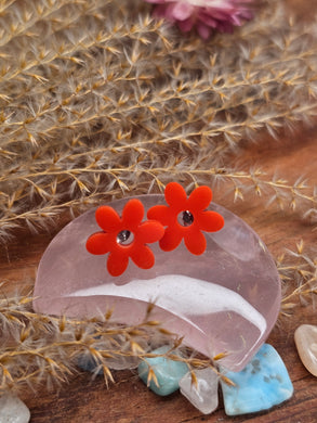 Regular Red Flower (1.5cm) Stud Earrings