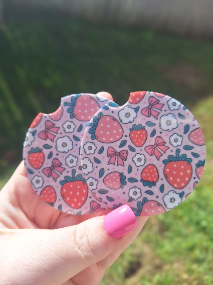 STRAWBERRY Car Coasters (2pack)