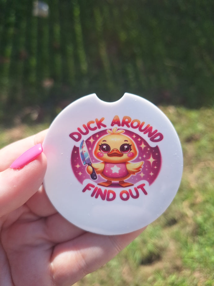 DUCK AROUND FIND OUT Car Coasters (2pack)