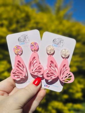 Pink Pastel Butterfly Dangle Earrings (Assorted)