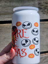 Load image into Gallery viewer, 16oz UV DTF JACK SKELLINGTON White Glow in the Dark Insulated Can Tumbler