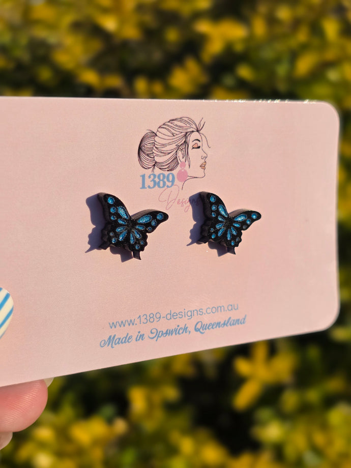 Regular (1.6cm) Butterfly Stud Earrings (Assorted Colours)