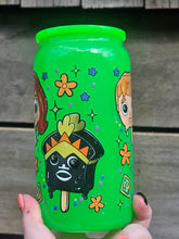 Load image into Gallery viewer, 16oz UV DTF SCOOBY DOO POPSICLE Green Neon Can Glass