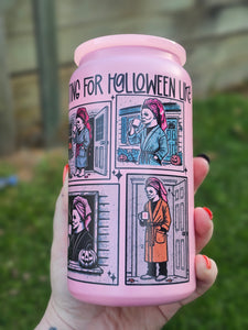 16oz Sublimated Just Waiting for Halloween Like Pink Insulated Can Tumbler