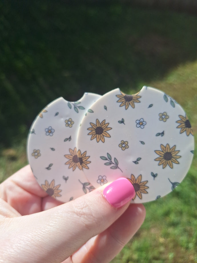 SUNFLOWER Car Coasters (2pack)