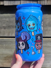 Load image into Gallery viewer, 16oz UV DTF VILLAINS POPSICLE Blue Neon Can Glass