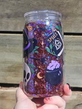 Load image into Gallery viewer, 16oz UV DTF WITCHY SPELLS Rhinestone Snowglobe Can &quot;Glass&quot;