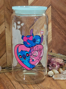 16oz UV DTF STITCH & ANGEL Clear Can Glass