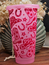 Load image into Gallery viewer, 24oz UV DTF WESTERN Glow in the Dark Cold/Stadium Cup