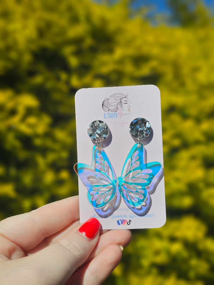 Iridescent Butterfly Dangle Earrings (Assorted)