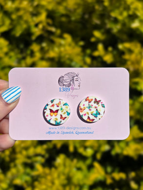 Large (2cm) Butterfly Print Stud Earrings