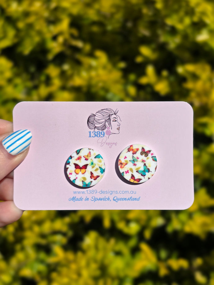 Large (2cm) Butterfly Print Stud Earrings