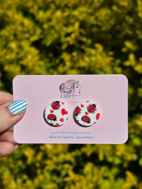 Large (2cm) Ladybug Love Stud Earrings