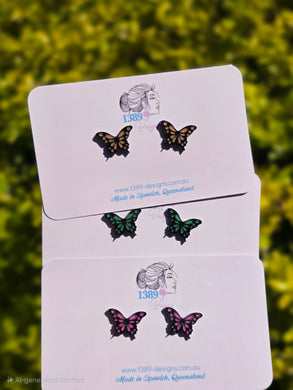 Regular (1.6cm) Butterfly Stud Earrings (Assorted Colours)