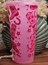 Load image into Gallery viewer, 24oz UV DTF WESTERN Glow in the Dark Cold/Stadium Cup