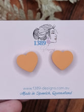 Load image into Gallery viewer, Regular PASTEL ORANGE Heart Stud Earrings