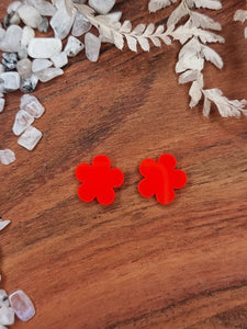 Regular NEON RED FLOWER Stud Earrings