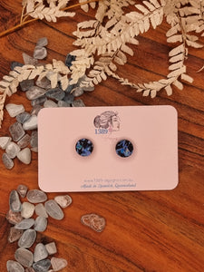 Mini ICE BLUE SHARDS Circle Stud Earrings