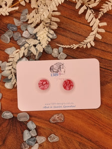 Mini PINK CORAL Circle Stud Earrings