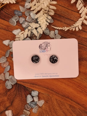 Mini GRAPHITE SHARDS Circle Stud Earrings