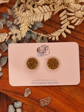 Regular GOLD GLITTER Circle Stud Earrings