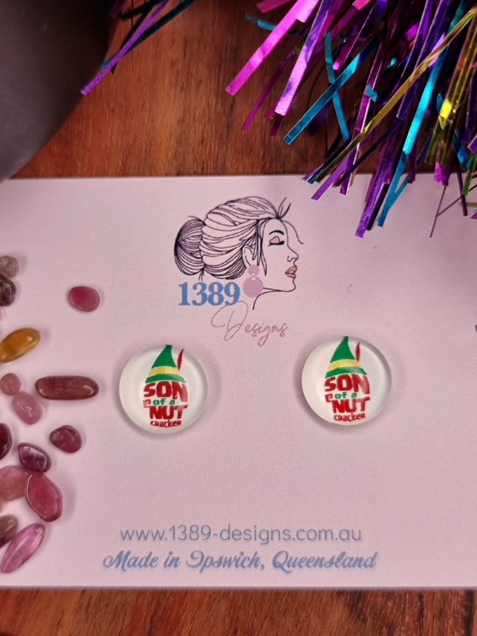Mini SON OF A NUTCRACKER Glass Dome Stud Earrings