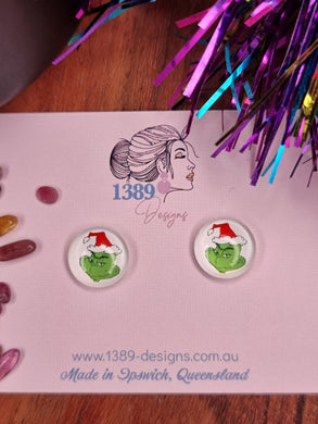 Regular GRINCH Glass Dome Stud Earrings