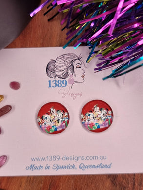 Regular MICKEY & FRIENDS CHRISTMAS Glass Dome Stud Earrings