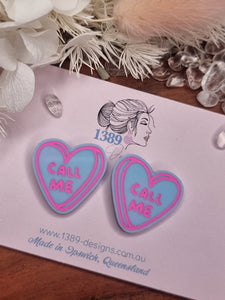 Large VALENTINE CANDY HEART Stud Earrings