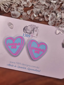 Large VALENTINE CANDY HEART Stud Earrings