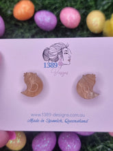 Load image into Gallery viewer, Regular HONEY MARBLE EASTER CHICKENS (hand-painted) Stud Earrings