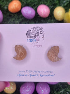 Regular HONEY MARBLE EASTER CHICKENS (hand-painted) Stud Earrings