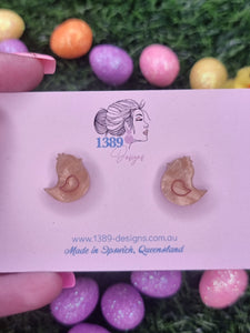 Regular HONEY MARBLE EASTER CHICKENS (hand-painted) Stud Earrings