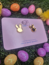 Load image into Gallery viewer, Regular LIGHT GOLD MIRROR SIMPLE BUNNY Stud Earrings