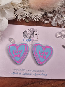 Large VALENTINE CANDY HEART Stud Earrings