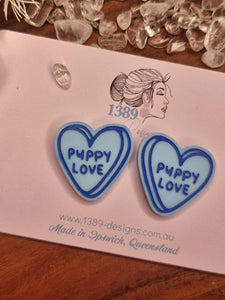 Large VALENTINE CANDY HEART Stud Earrings