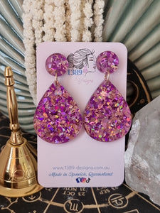 PURPLE CHUNKY GLITTER Teardrop Dangle Earrings