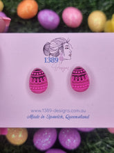 Load image into Gallery viewer, Regular ROSE TRANSLUCENT EASTER EGG (hand-painted) Stud Earrings