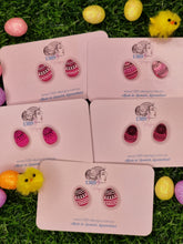 Load image into Gallery viewer, Regular ROSE TRANSLUCENT EASTER EGG (hand-painted) Stud Earrings