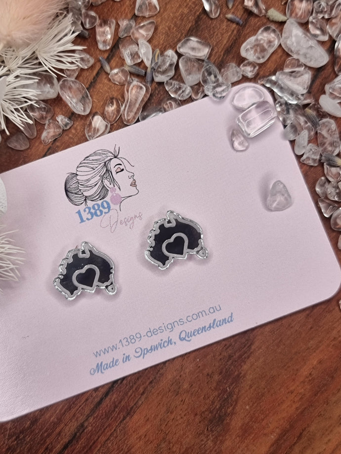 Regular SILVER MIRROR MAP OF OZ Stud Earrings