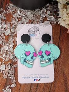 HEART EYE SKULL Dangle Earrings