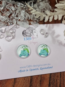 Regular BULBASAUR Glass Dome Stud Earrings